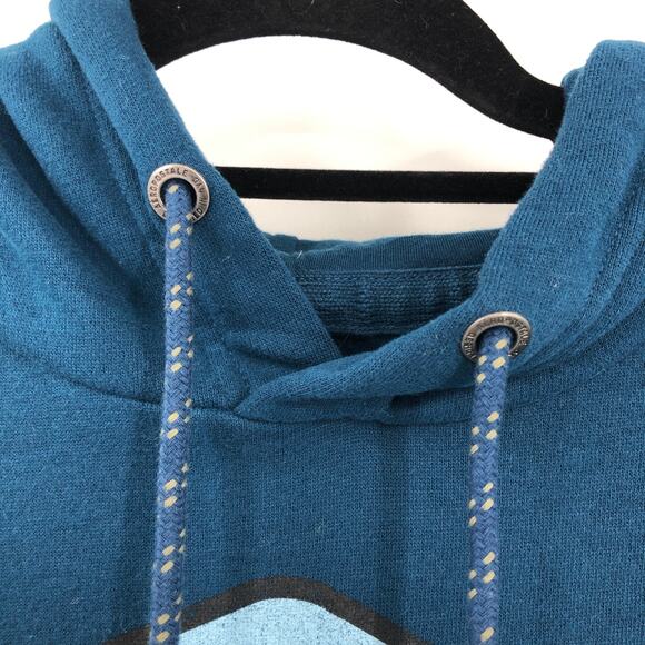 Aeropostale Teal Blue Green Hexagonal Mountain Trees Pull Over Hoodie Sweatshirt - Picture 8 of 10